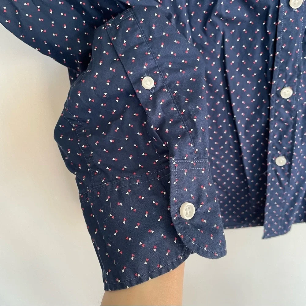 J. Crew Flex Washed Slim Dress Shirt Button Down Navy Blue Collared Cotton M